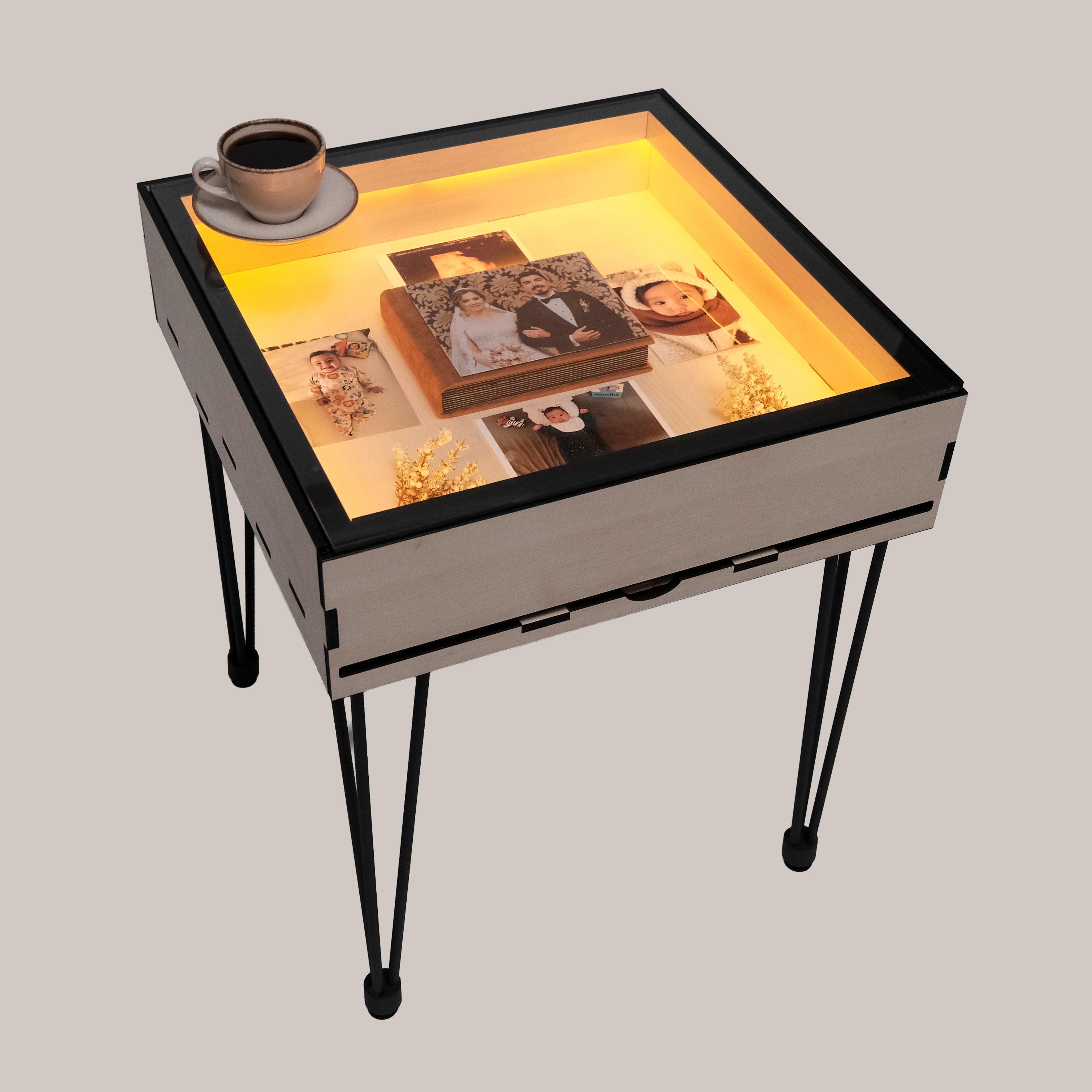 Table de jeu d'échecs avec plateau en verre amovible