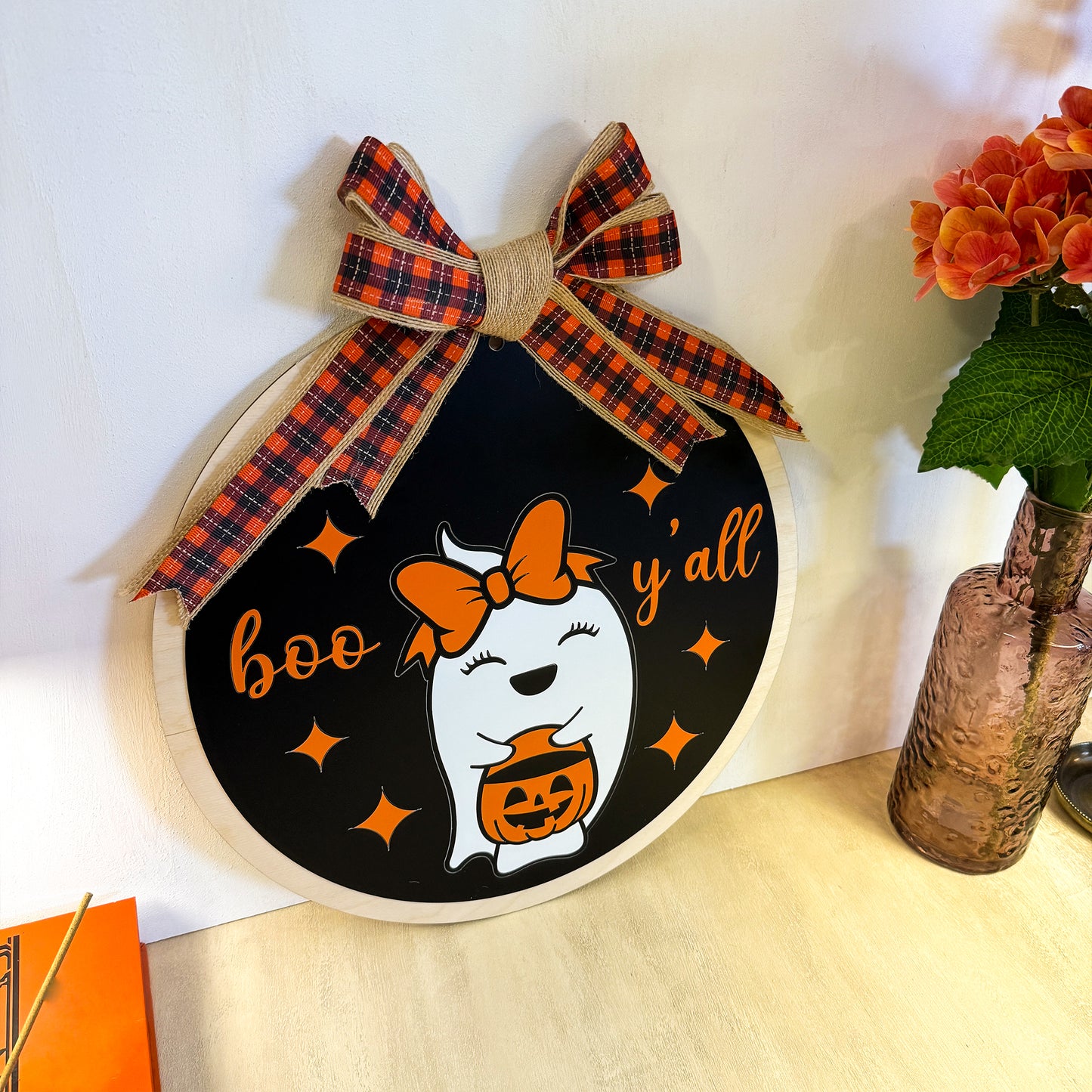 Halloween Front Door Decor | Halloween Wreath | Boo Y'all | Ghost | Halloween Decor | Halloween Door Hanger | Halloween Wreath | Ghost