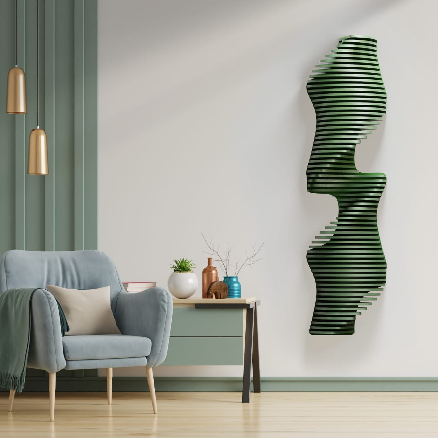 Parametric Wall Art | Vertical 3D Acoustic Panel | Large Wall Hangings | Vertical Wall sculpture | Wood Wall Décor | Living room decorations
