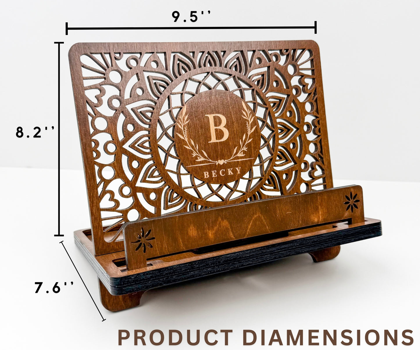 Book Stand with Phone & Tablet Holder, Multi-purpose Wooden Stand,Desk Organizer, Gift for Readers, Mother's Day gift, Personalized Book Rest, Wife Gift