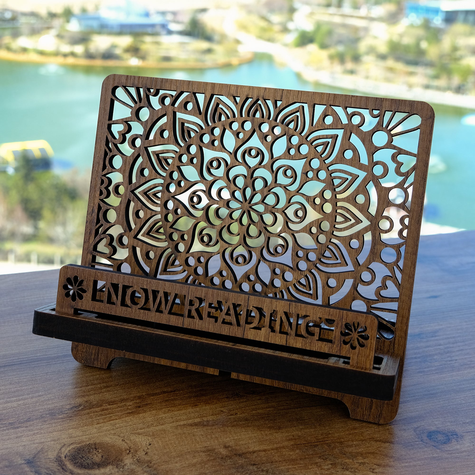 Wooden Cook Book Stand - Book Rest Stand - Phone Tablet Charging Stand