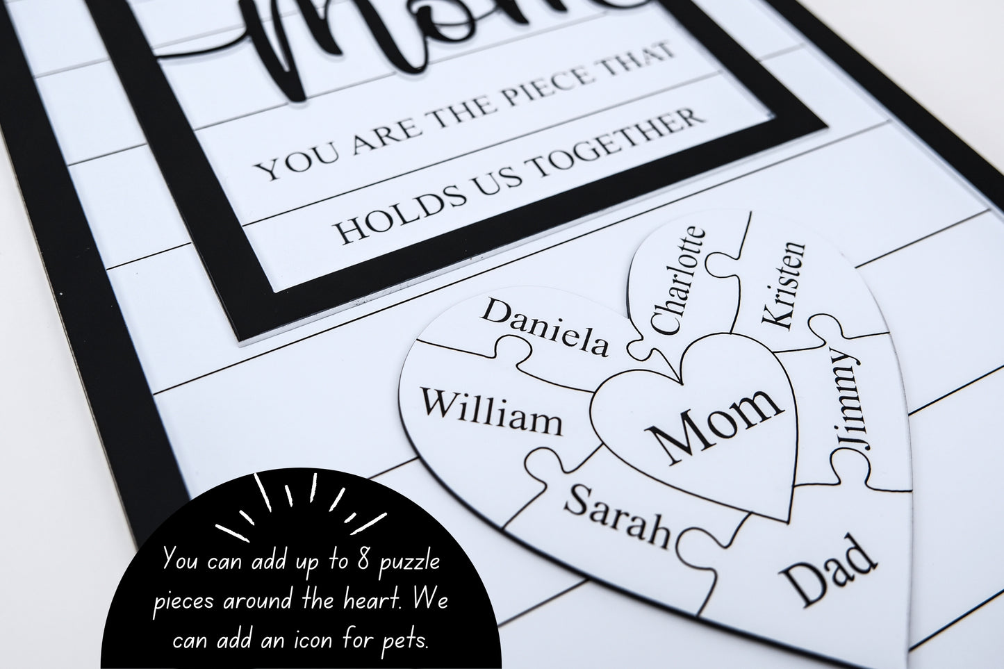 Custom Mothers Day Puzzle Sign for Mom| You are the Piece that holds us together | Personalized Heart-felt Birthday Gift for Mom, Mom Gift