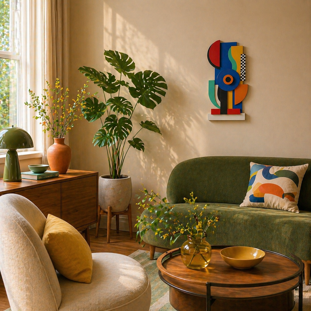 Venocci Veox Modern Wall Art – Colorful Geometric Wooden Wall Decor