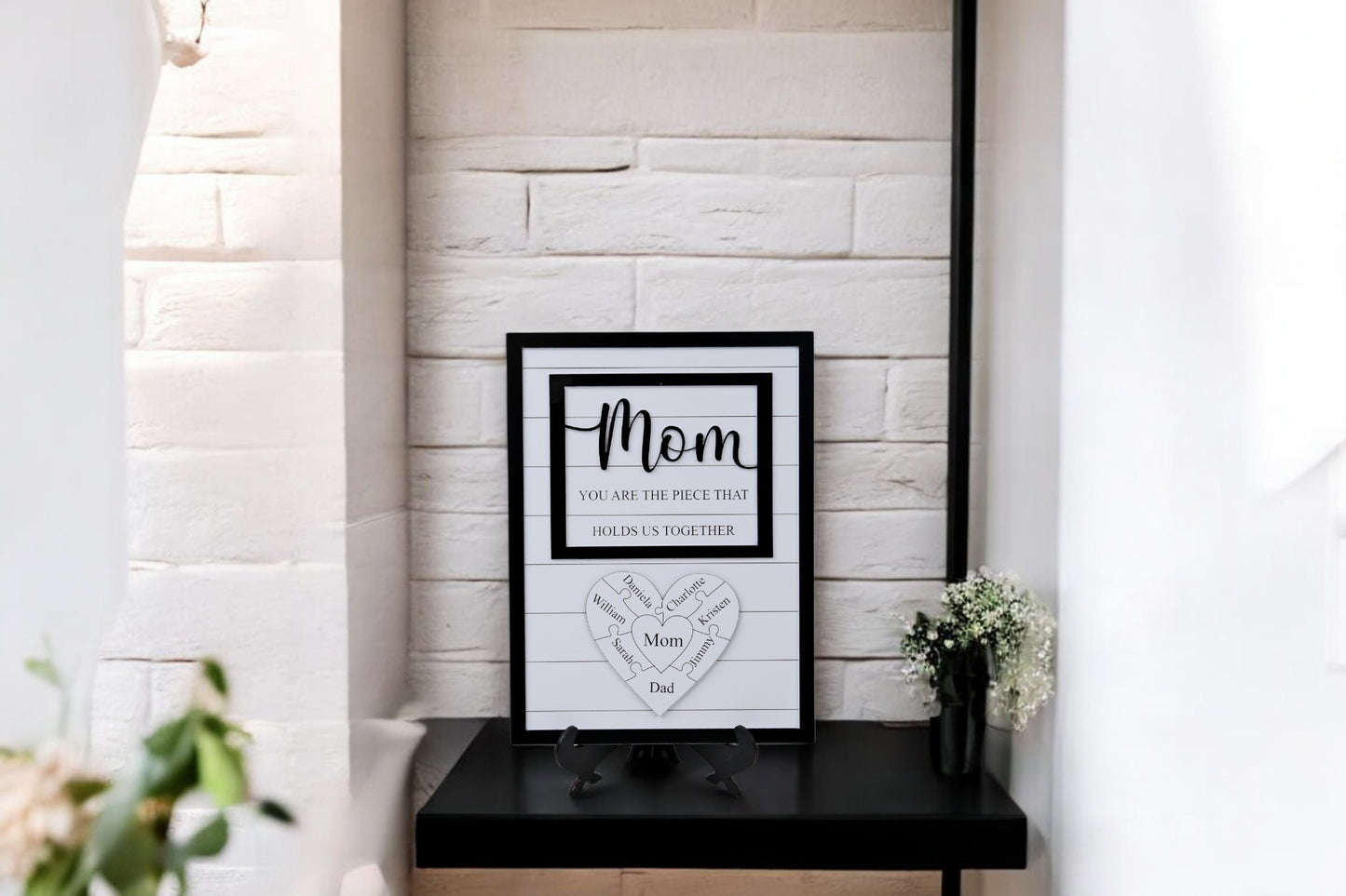 Custom Mothers Day Puzzle Sign for Mom| You are the Piece that holds us together | Personalized Heart-felt Birthday Gift for Mom, Mom Gift