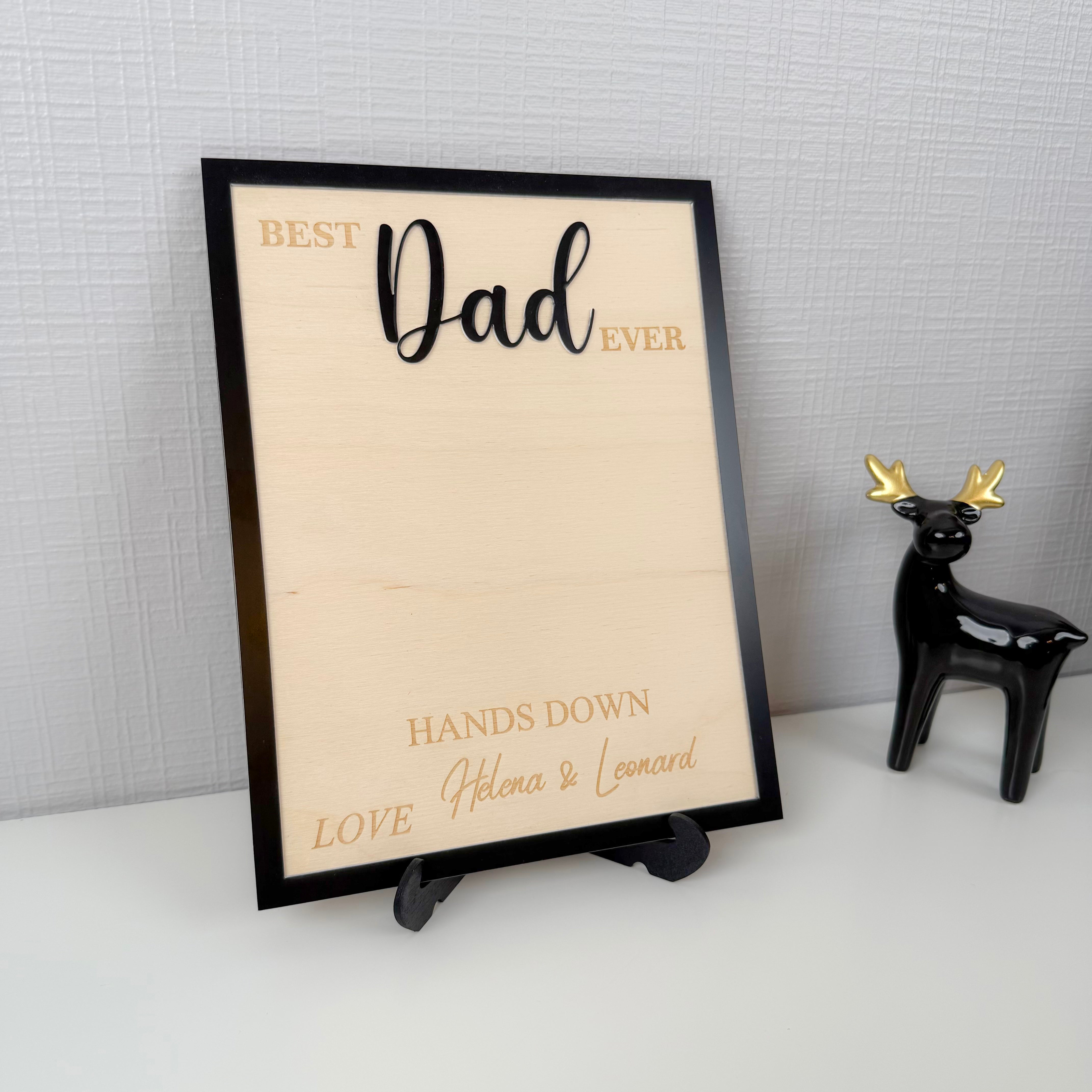 Hands Down Best Dad Ever | Personalized Engraved Wooden Sign | Handmade Fathers Day Gift I Personalized Meaningful Gifts for Dad from Kids