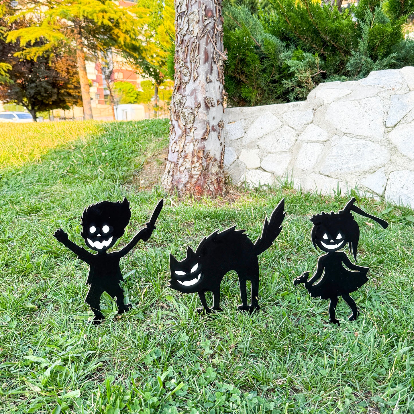 Custom Set of Halloween Decorations Ghost & Monster Decor, Outdoor and Indoor Waterproof Halloween Garden stakes, Hanging Signs, Fall Decor