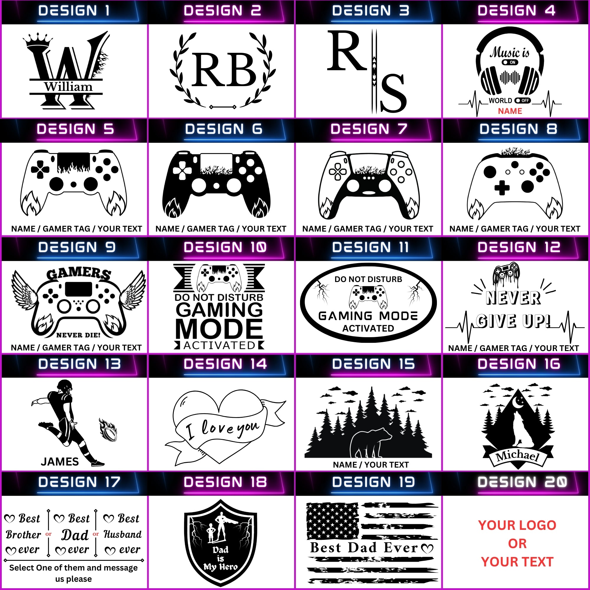 Personalized Game Controller Stand competible with PS4, PS5, XBox One