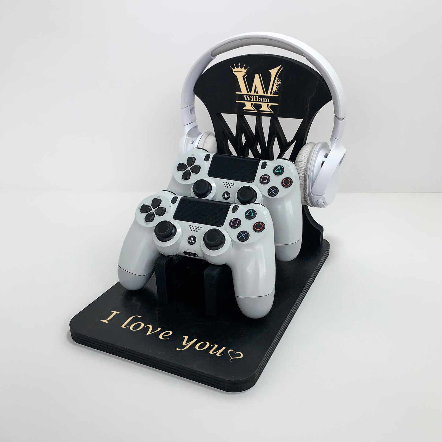 Personalized Wooden Controller Stand and Headset Stand for PS5, Xbox Gamers – Perfect Gift for Gamers