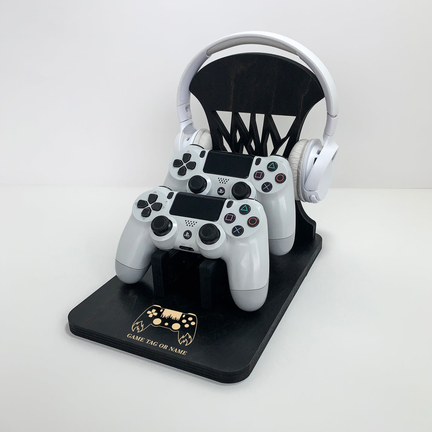 Personalized Wooden Controller Stand and Headset Stand for PS5, Xbox Gamers – Perfect Gift for Gamers