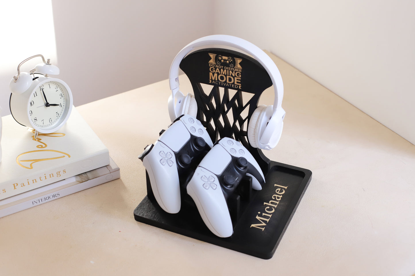 Personalized Wooden Controller Stand and Headset Holder, Christmas Gifts for Gamers, Gifts for Husband, Father's day gift for Gamer Dad, Birthday Gift for Gamer Boyfriend, Graduation Gifts for him