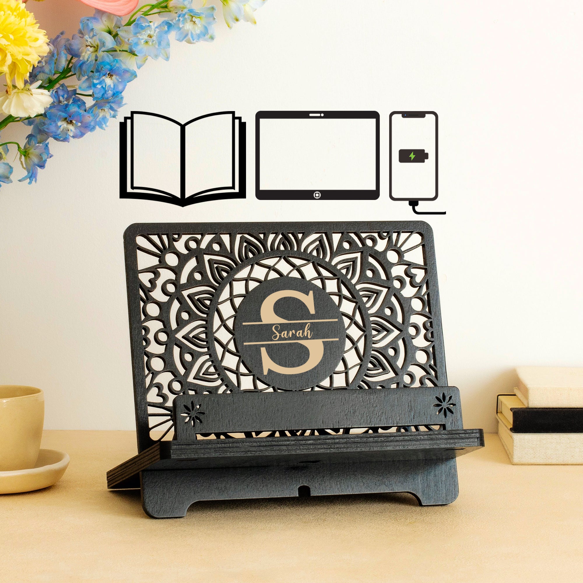 Personalized Book Reading Stand, Phone Stand and Tablet Holder, Birthday gift for wife, Birthday gifts for Women, Christmas gift for her, Mother's Day gift for Mom