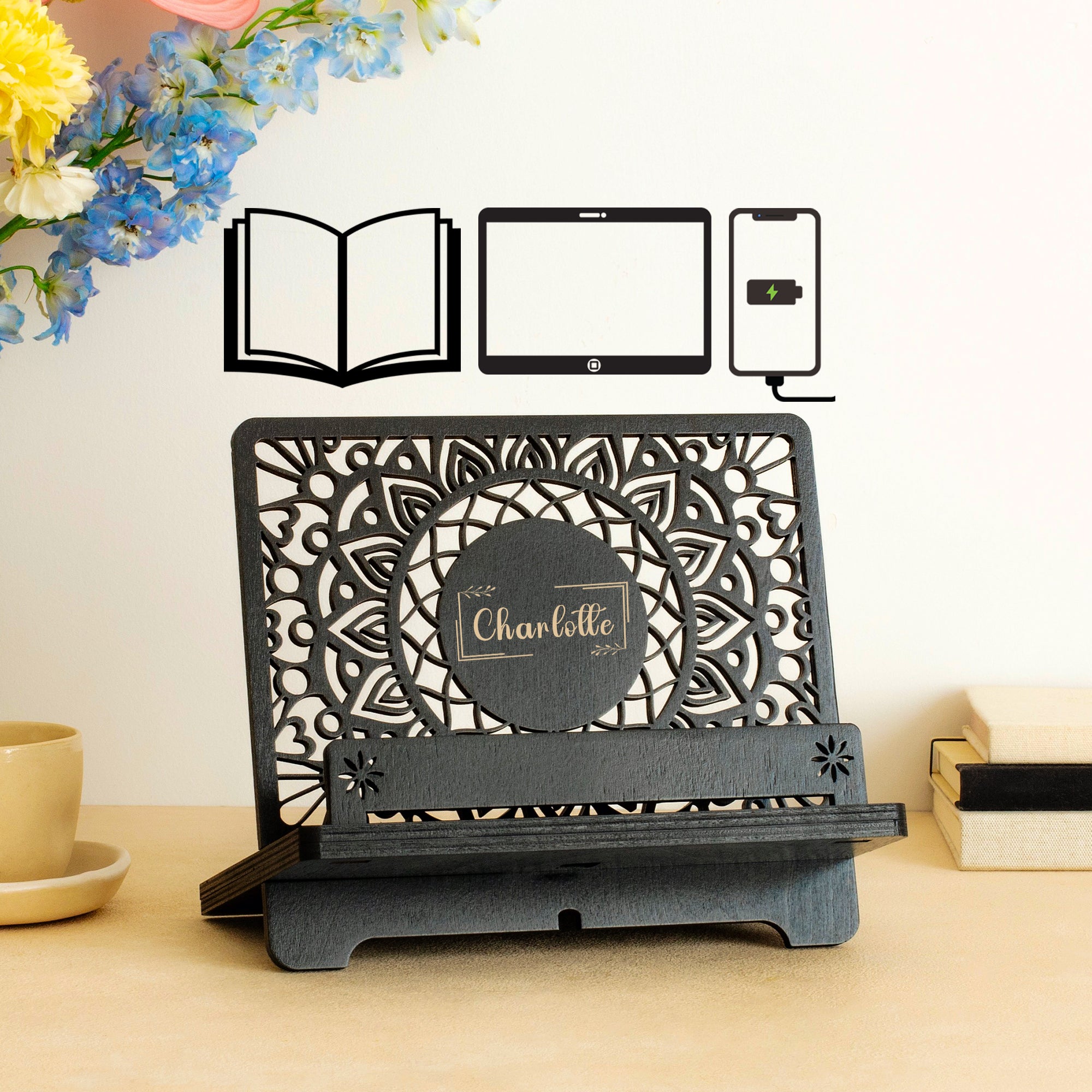 Personalized Book Reading Stand, Phone Stand and Tablet Holder, Birthday gift for wife, Birthday gifts for Women, Christmas gift for her, Mother's Day gift for Mom