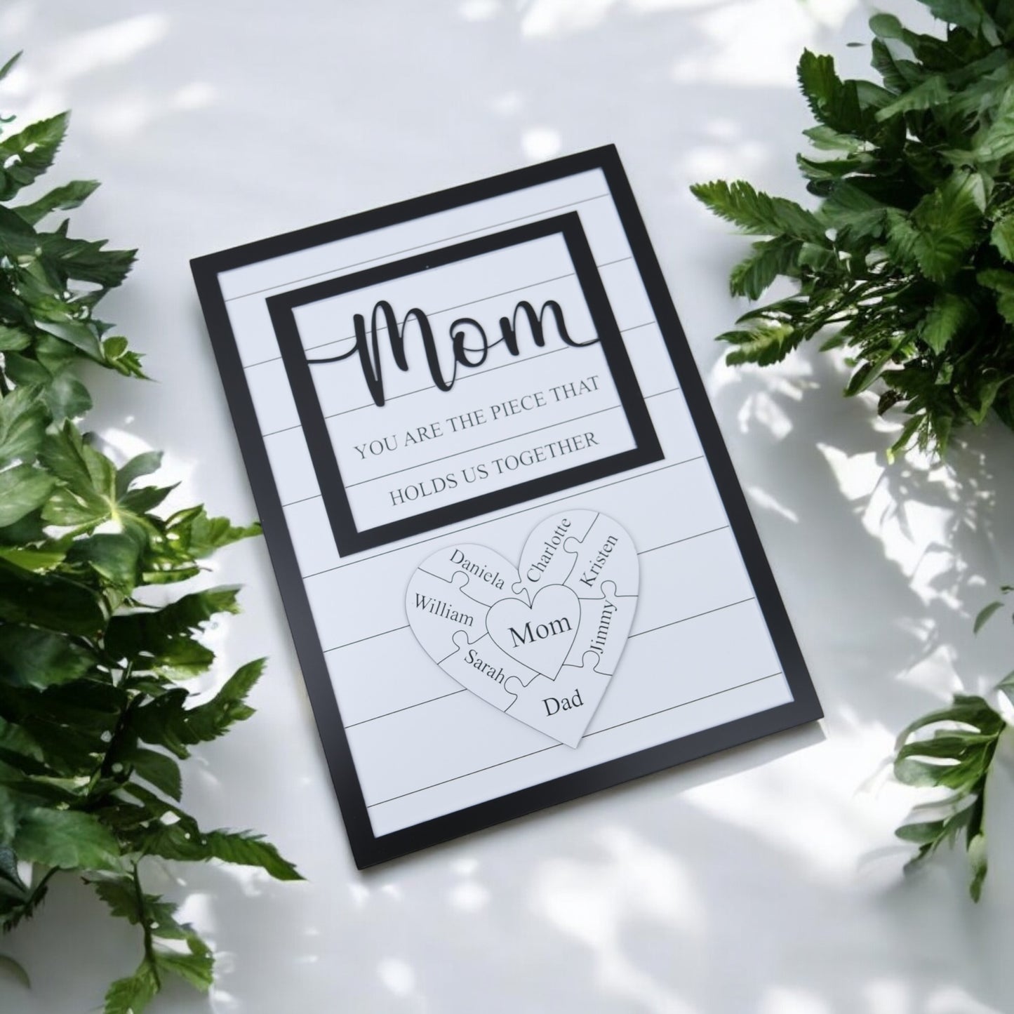 Custom Mothers Day Puzzle Sign for Mom| You are the Piece that holds us together | Personalized Heart-felt Birthday Gift for Mom, Mom Gift