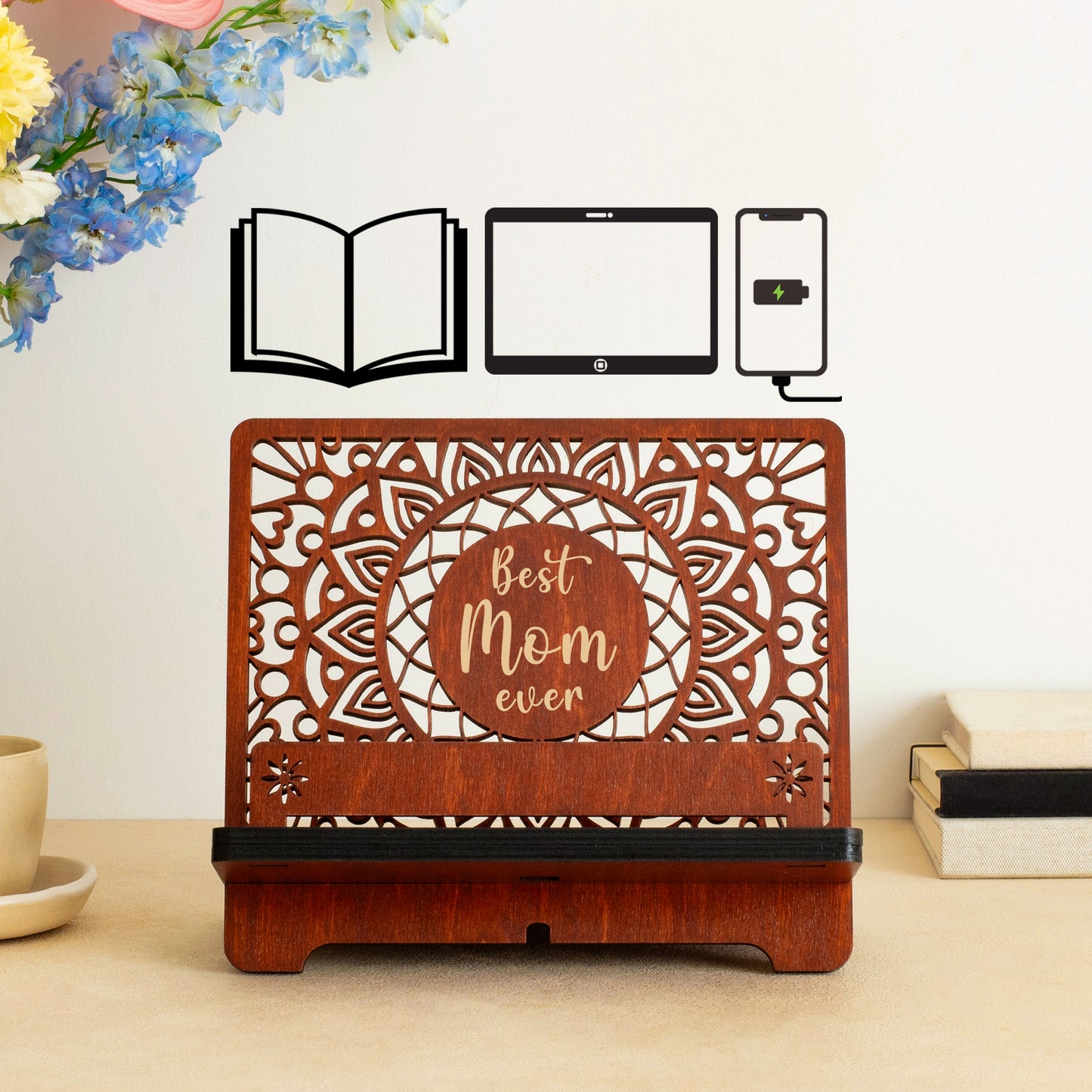 Personalized Book Reading Stand, Phone Stand and Tablet Holder, Birthday gift for wife, Birthday gifts for Women, Christmas gift for her, Mother's Day gift for Mom