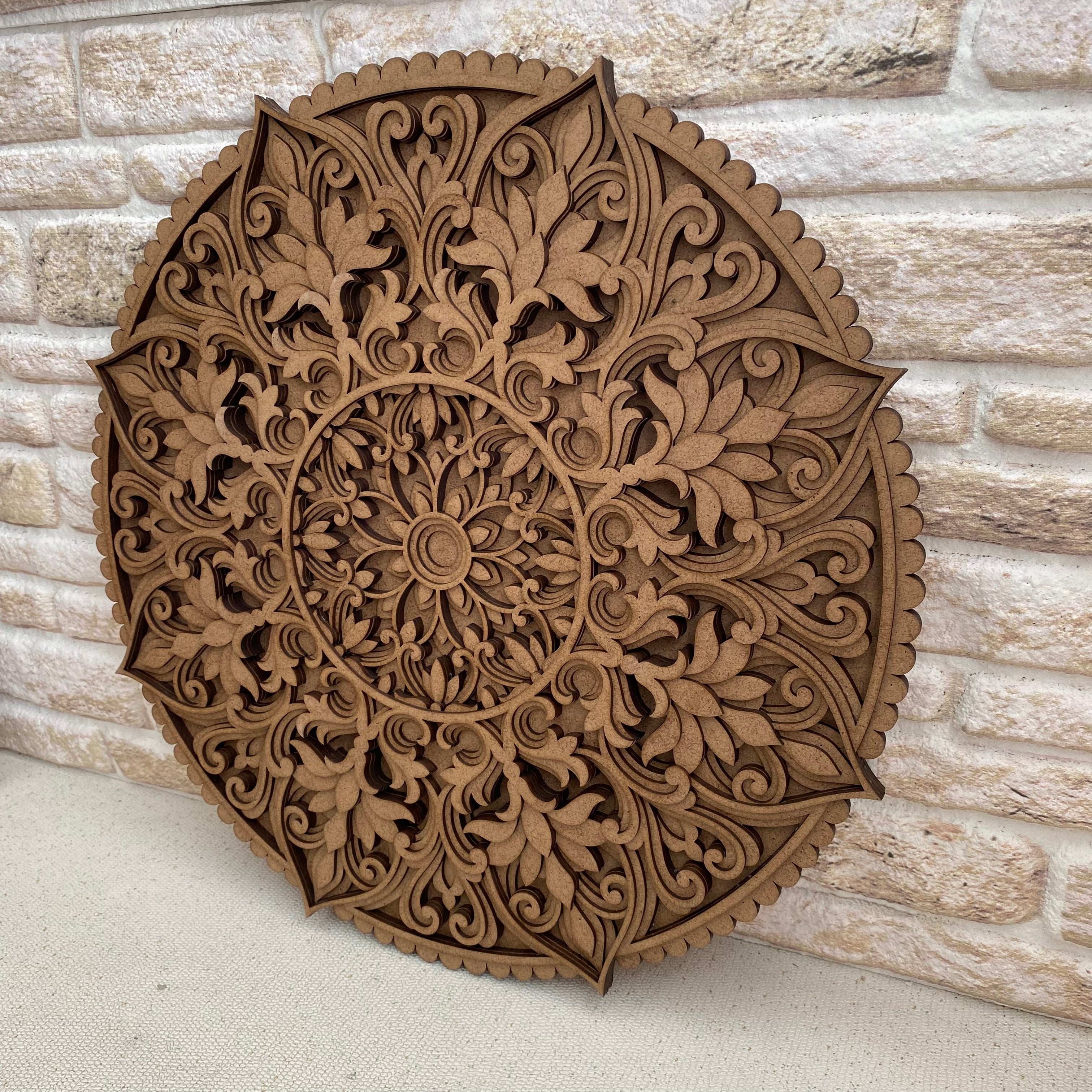 MANDALA WOOD Wall Decor, Sacred Geometry Art, Living Room Decor, Handcrafted Rustic Boho Home Accent, Mandala 3D Wood Art, New Home Gift