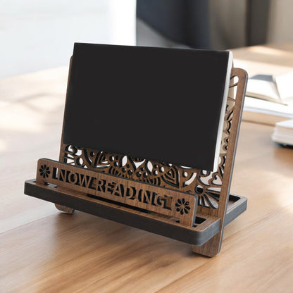 Wooden Cook Book Stand - Book Rest Stand - Phone Tablet Charging Stand