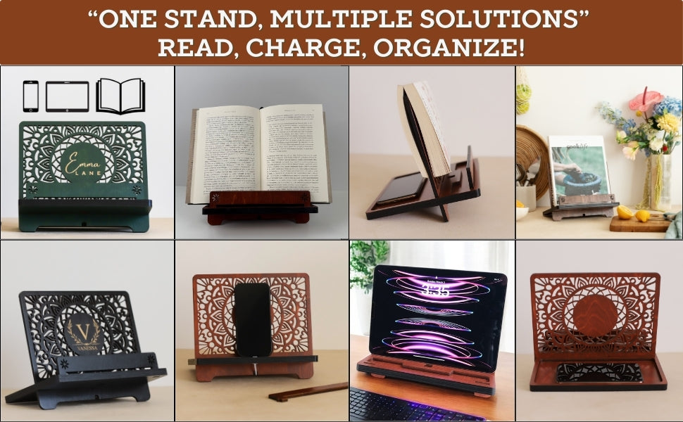 Personalized Book Reading Stand, Phone Stand and Tablet Holder, Birthday gift for wife, Birthday gifts for Women, Christmas gift for her, Mother's Day gift for Mom