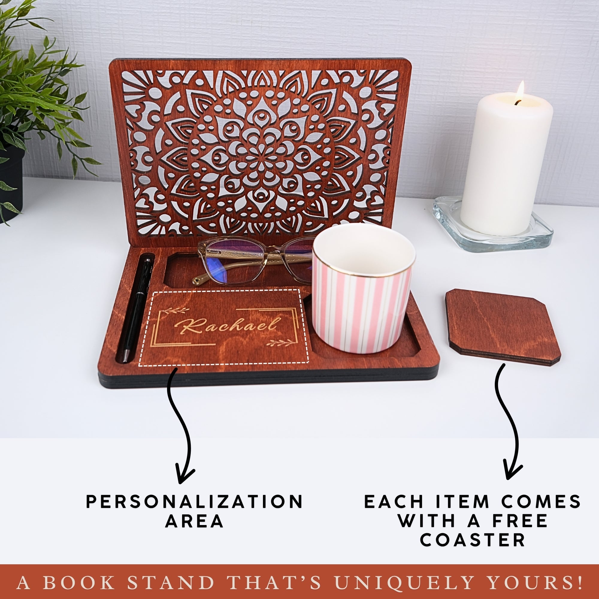 Personalized Wooden Book Stand Holder I Mother's day gift I  Birthday Gifts for Wife I Mom Gift I Gifts for Women