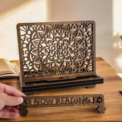 Wooden Cook Book Stand - Book Rest Stand - Phone Tablet Charging Stand