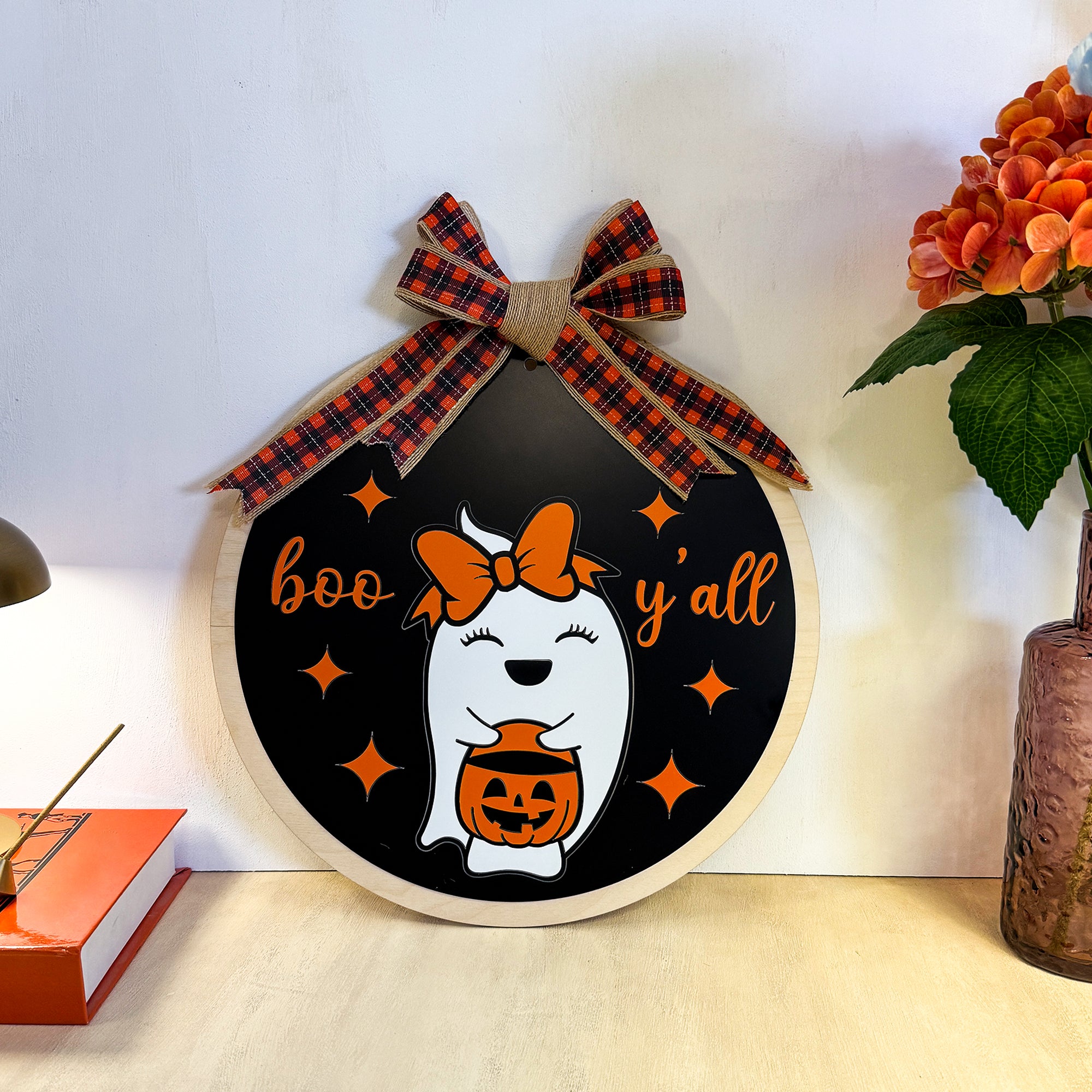 Halloween Front Door Decor | Halloween Wreath | Boo Y'all | Ghost | Halloween Decor | Halloween Door Hanger | Halloween Wreath | Ghost