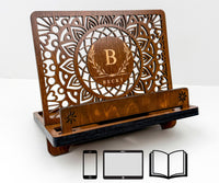 Book Stand with Phone & Tablet Holder, Multi-purpose Wooden Stand,Desk Organizer, Gift for Readers, Mother's Day gift, Personalized Book Rest, Wife Gift