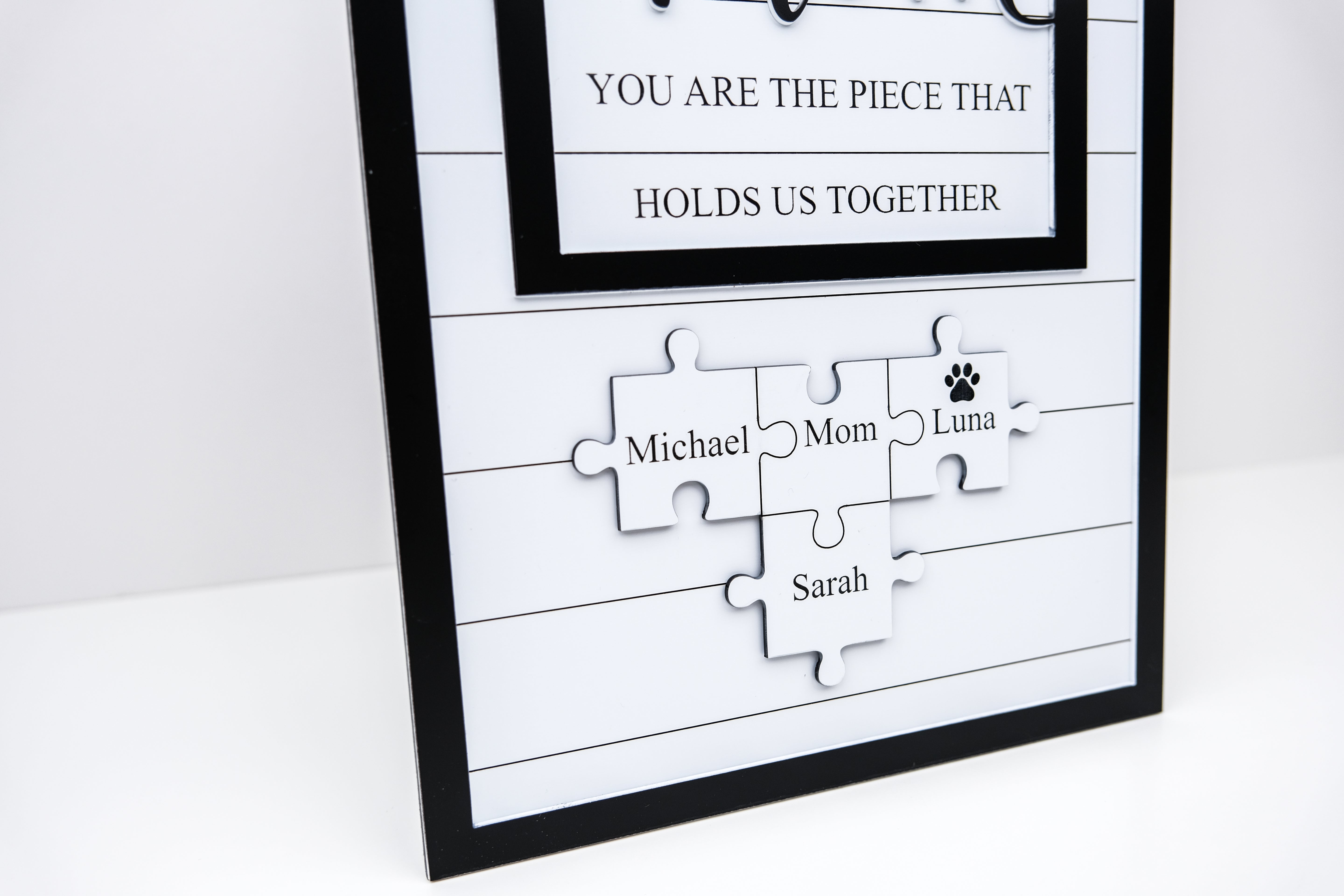 Personalized Puzzle Sign for Mom, Custom Family Name Sign, Mother's Day Gift from Kids, You Are the Piece That Holds Us, Grandma Gift