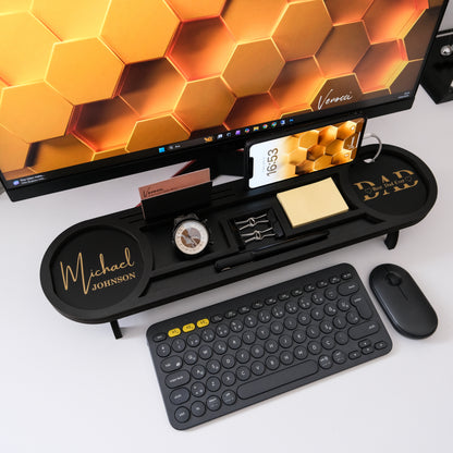 Personalized Wood Desk Organizer I Office Desk Accessories I Custom Tablet and Phone Stand I  Custom Docking Station I Organizer Gift