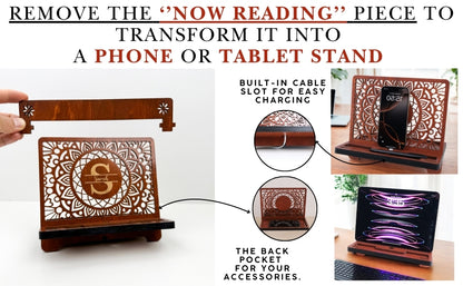 Personalized Book Reading Stand, Phone Stand and Tablet Holder, Birthday gift for wife, Birthday gifts for Women, Christmas gift for her, Mother's Day gift for Mom