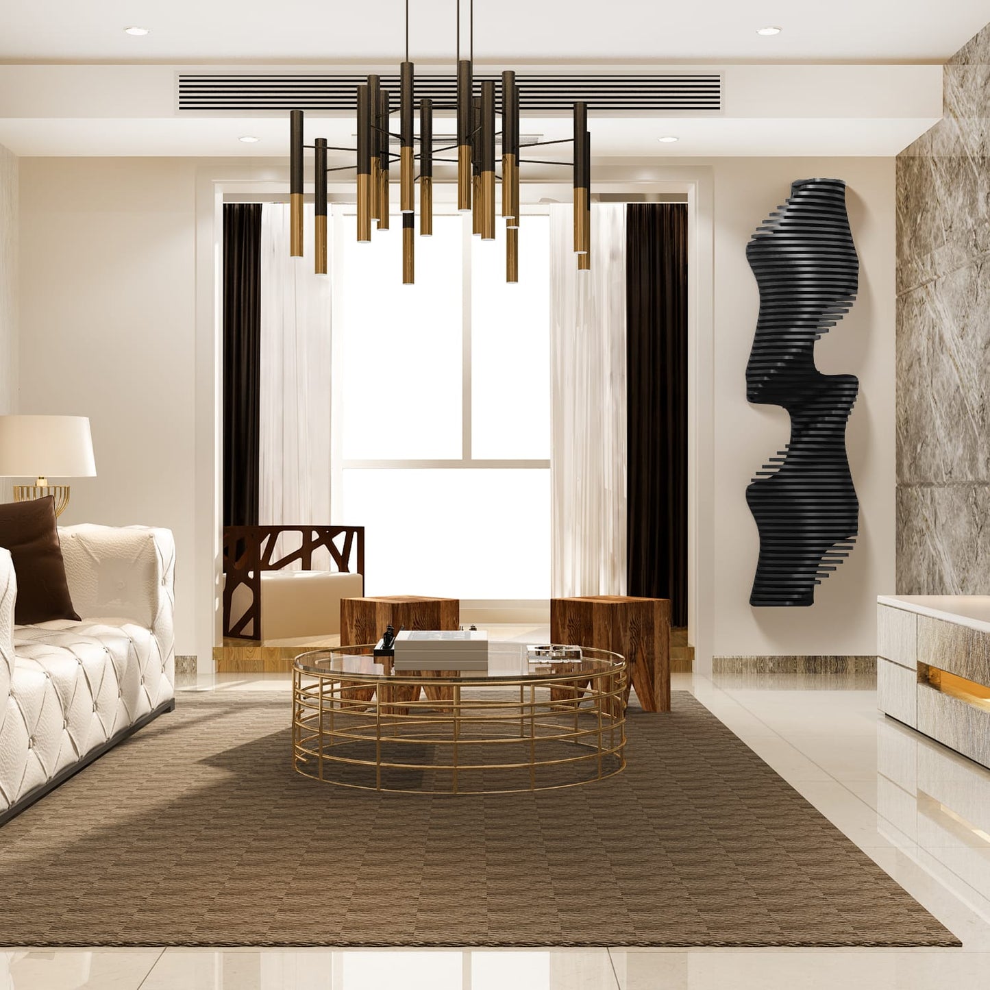 Parametric Wall Art | Vertical 3D Acoustic Panel | Large Wall Hangings | Vertical Wall sculpture | Wood Wall Décor | Living room decorations