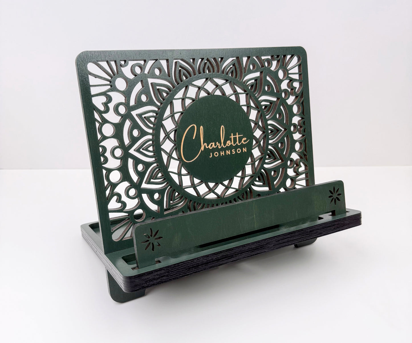 Book Stand with Phone & Tablet Holder, Multi-purpose Wooden Stand,Desk Organizer, Gift for Readers, Mother's Day gift, Personalized Book Rest, Wife Gift