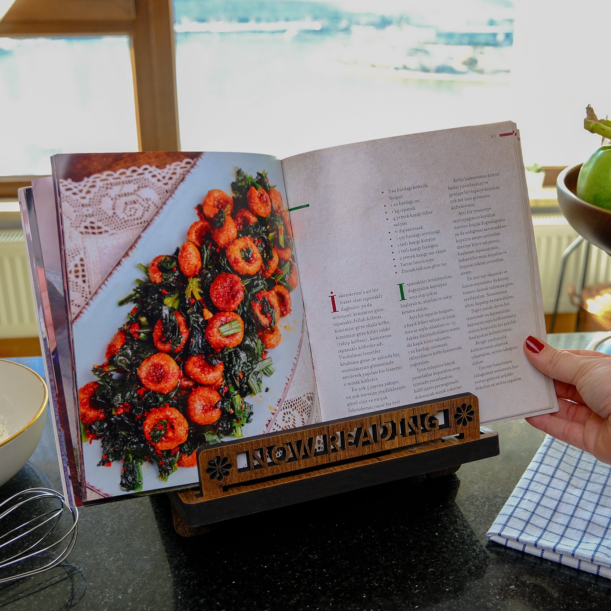 Wooden Cook Book Stand - Book Rest Stand - Phone Tablet Charging Stand