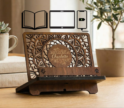 Personalized gifts for her – book stands, reading accessories, name signs, handmade birch wood gifts by Venocci.