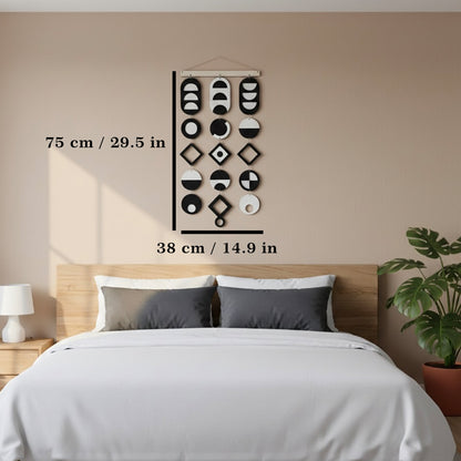 Black and White wall art, Tapestry wall hanging, Geometric Artwork, Contemporary Wall Art, Boho wall art, Bedroom living room wall decor