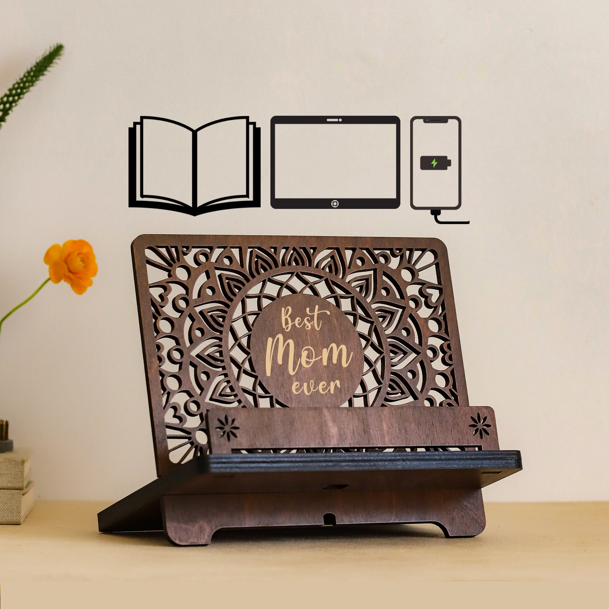 Personalized Book Reading Stand, Phone Stand and Tablet Holder, Birthday gift for wife, Birthday gifts for Women, Christmas gift for her, Mother's Day gift for Mom