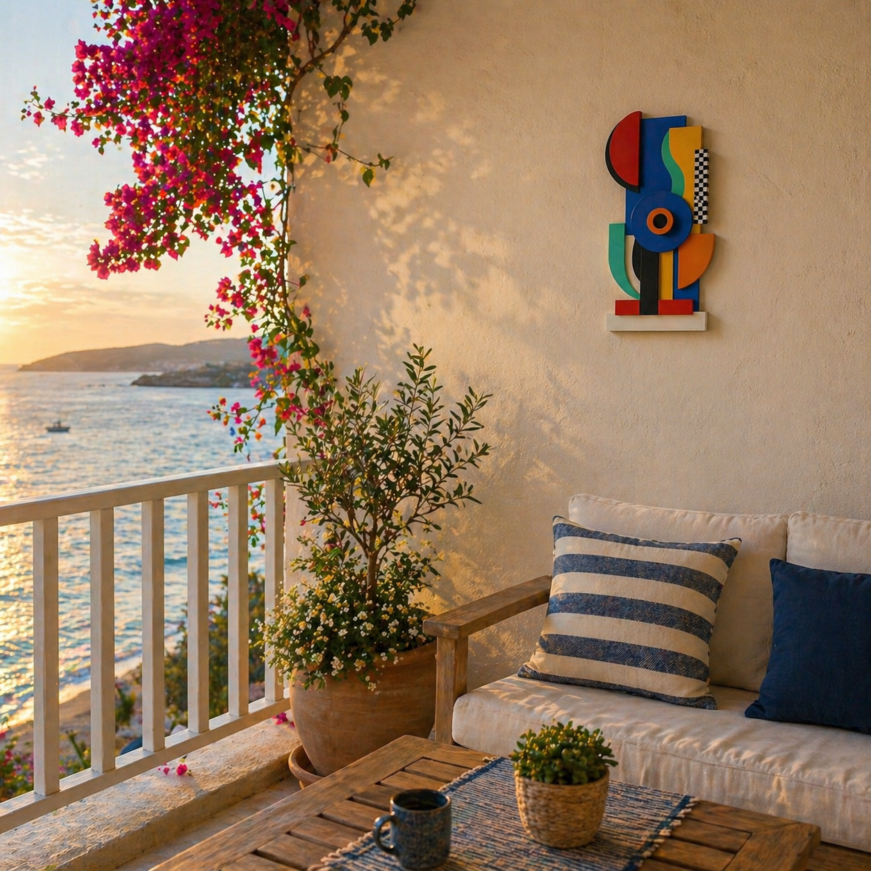 Venocci Veox Modern Wall Art – Colorful Geometric Wooden Wall Decor