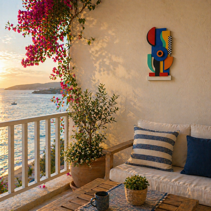 Venocci Veox Modern Wall Art – Colorful Geometric Wooden Wall Decor