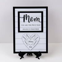 Custom Mothers Day Puzzle Sign for Mom| You are the Piece that holds us together | Personalized Heart-felt Birthday Gift for Mom, Mom Gift