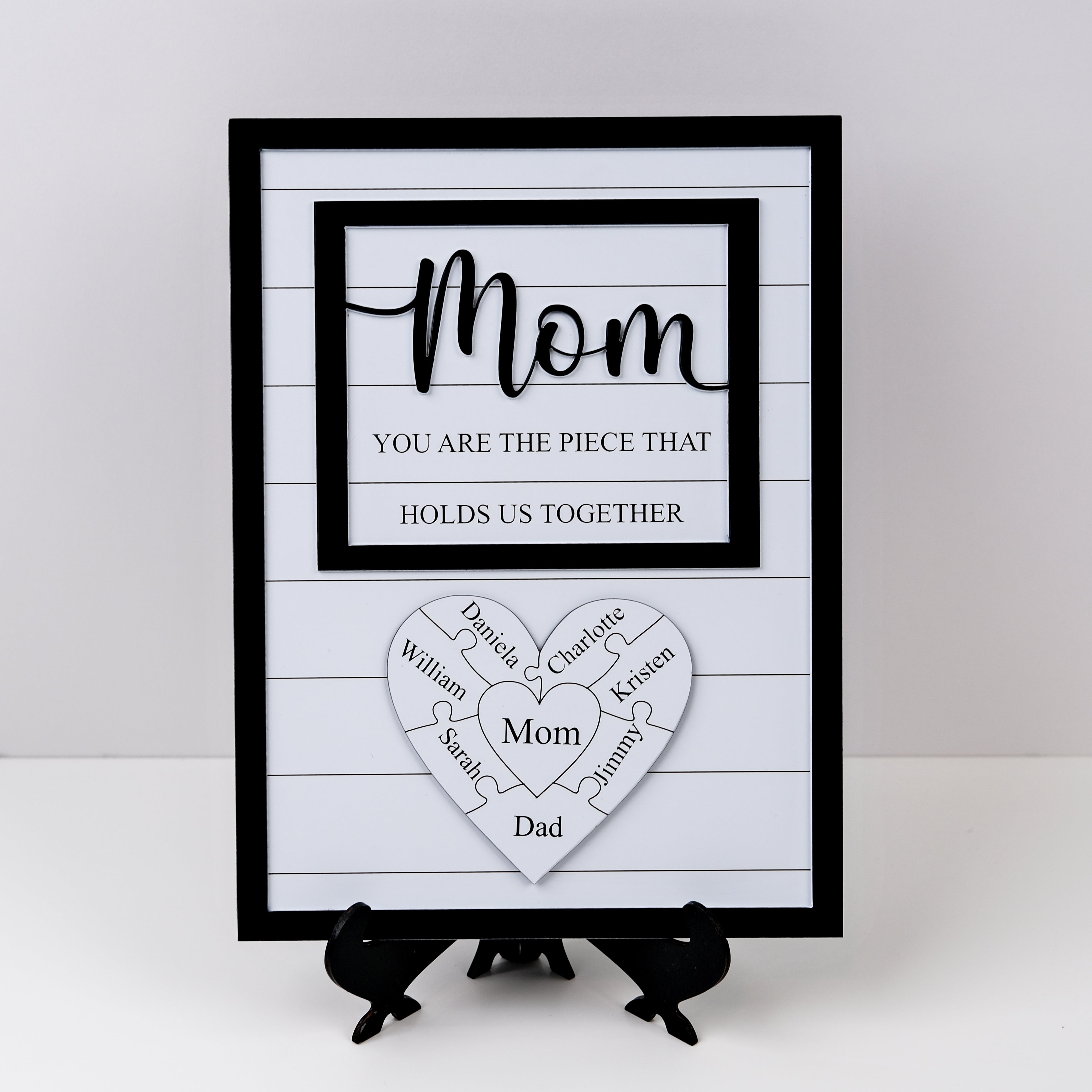 Custom Mothers Day Puzzle Sign for Mom| You are the Piece that holds us together | Personalized Heart-felt Birthday Gift for Mom, Mom Gift