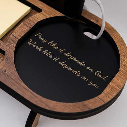 Personalized Wood Desk Organizer I Office Desk Accessories I Custom Tablet and Phone Stand I  Custom Docking Station I Organizer Gift