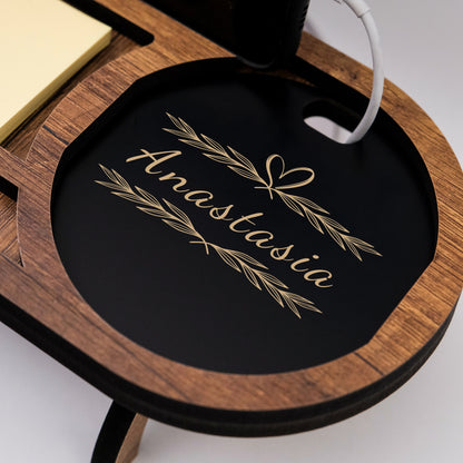 Personalized Wood Desk Organizer I Office Desk Accessories I Custom Tablet and Phone Stand I  Custom Docking Station I Organizer Gift