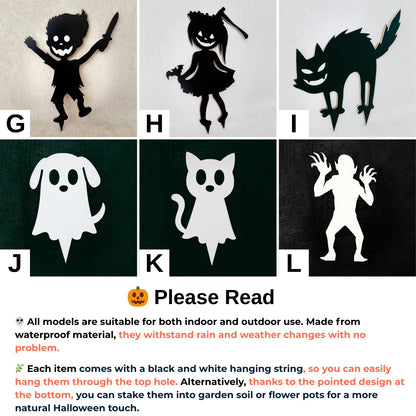 Custom Set of Halloween Decorations Ghost & Monster Decor, Outdoor and Indoor Waterproof Halloween Garden stakes, Hanging Signs, Fall Decor
