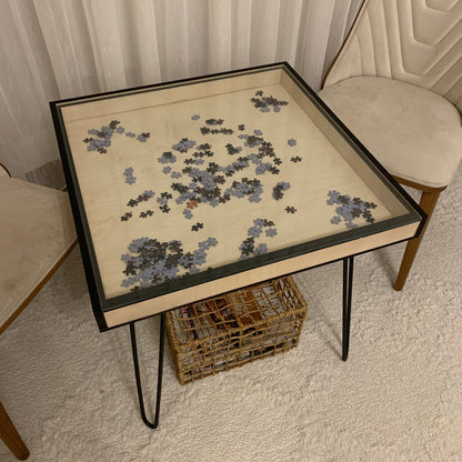 Table de jeu d'échecs avec plateau en verre amovible