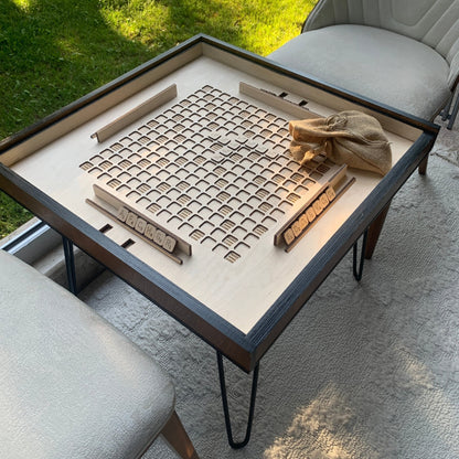 Table de jeu d'échecs avec plateau en verre amovible