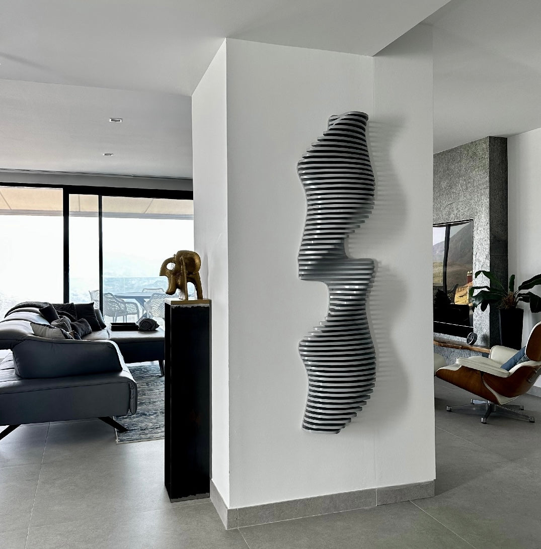 Parametric Wall Art | Vertical 3D Acoustic Panel | Large Wall Hangings | Vertical Wall sculpture | Wood Wall Décor | Living room decorations