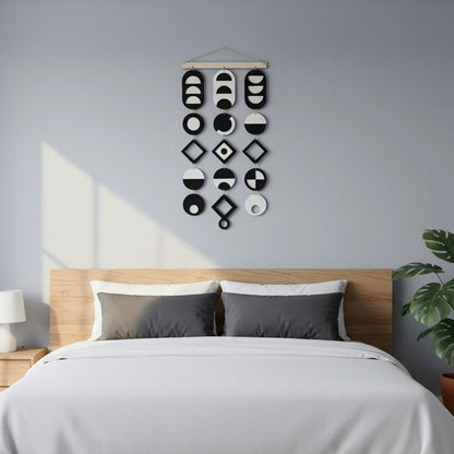 Black and White wall art, Tapestry wall hanging, Geometric Artwork, Contemporary Wall Art, Boho wall art, Bedroom living room wall decor