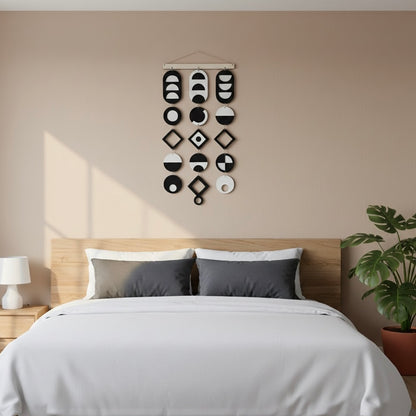 Black and White wall art, Tapestry wall hanging, Geometric Artwork, Contemporary Wall Art, Boho wall art, Bedroom living room wall decor