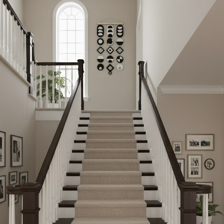 Black and White wall art, Tapestry wall hanging, Geometric Artwork, Contemporary Wall Art, Boho wall art, Bedroom living room wall decor