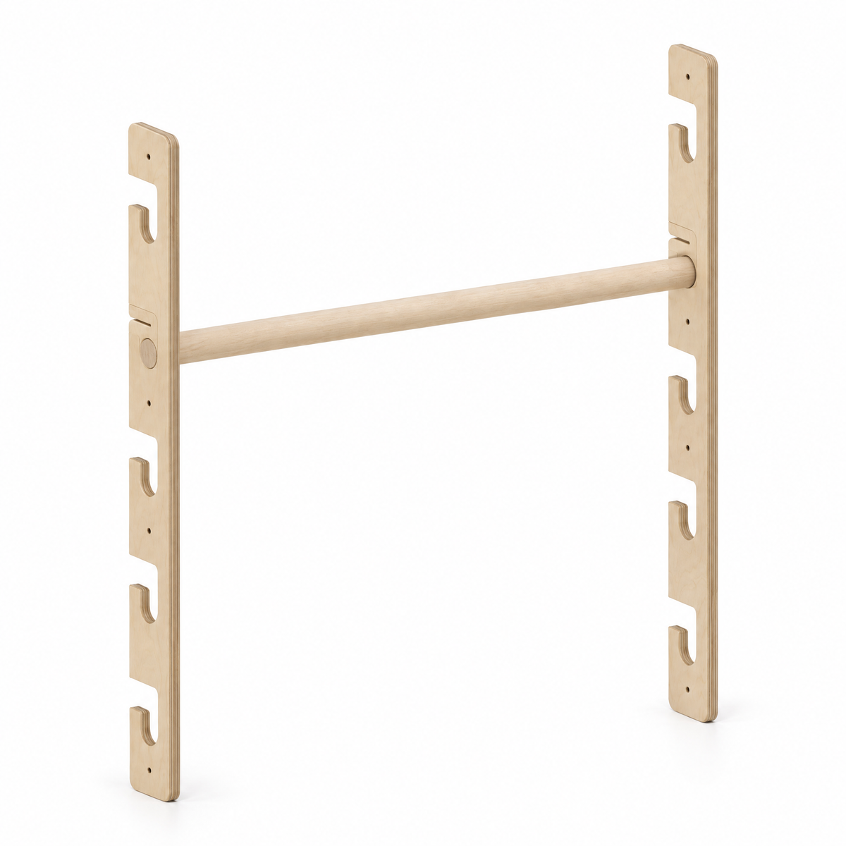 5-Level doorway bar set with two birch plywood supports and a round hornbeam bar