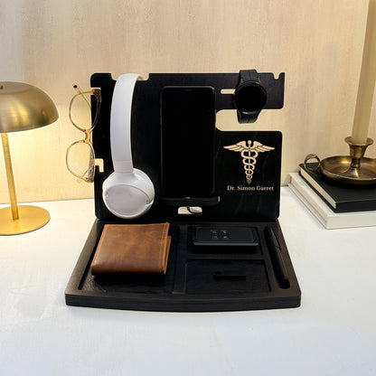 Personalized Doctor Docking Station & Desk Organizer – Gift for Doctors & Medical Students