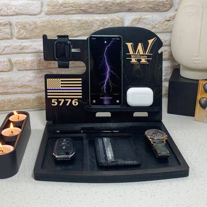 Apple Watch Charging Station, 3 in 1 Charger for iPhone, Mens Charging Station, Personalized iPhone Docking Station